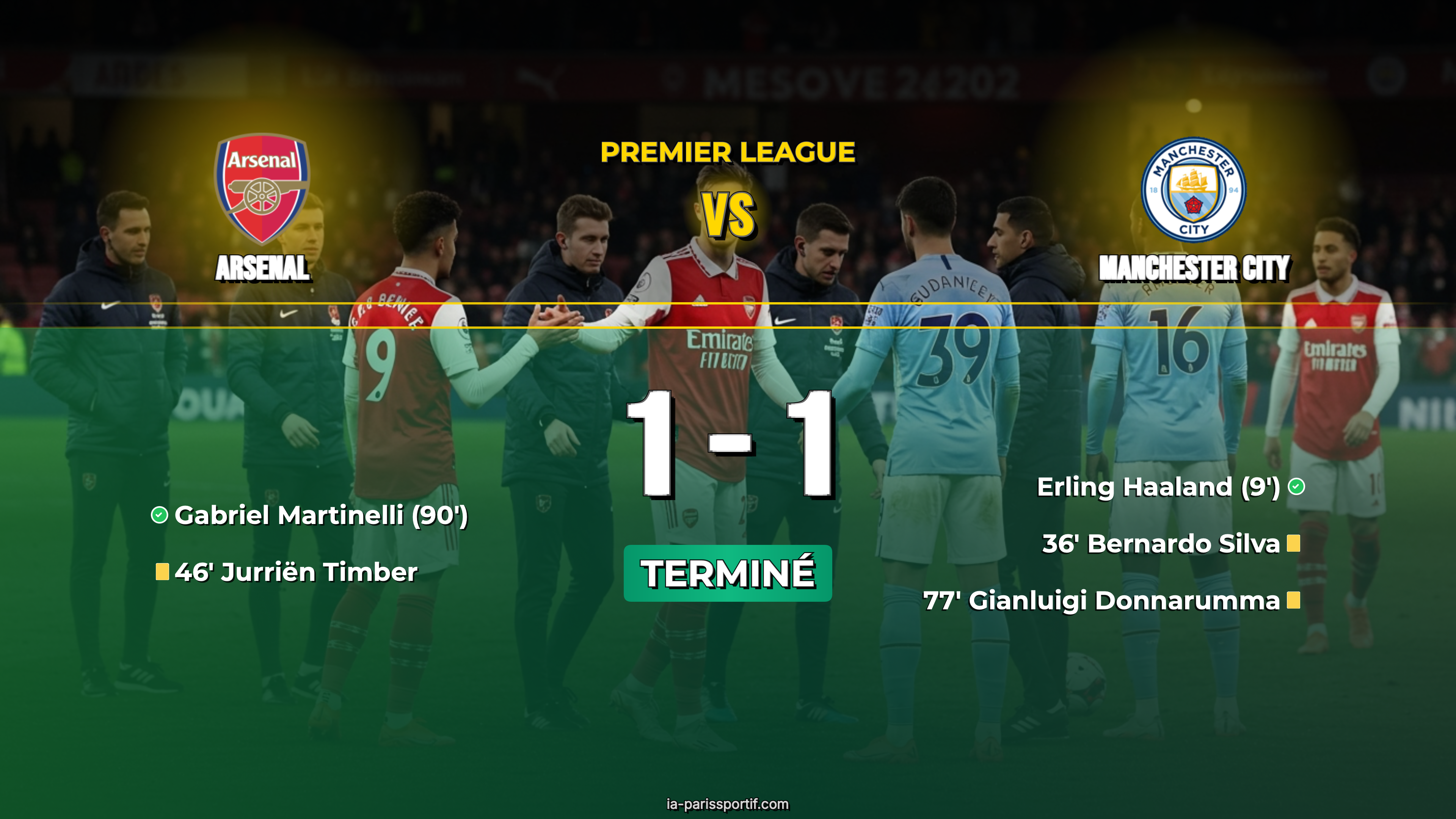 Affiche Arsenal vs Manchester City